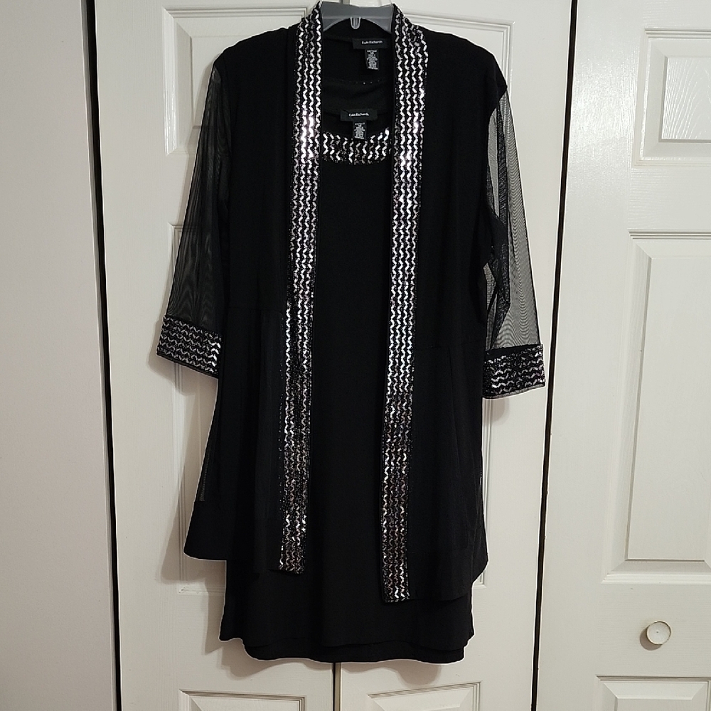 R&M Richards Black Dress & Jacket with Metallic Accents